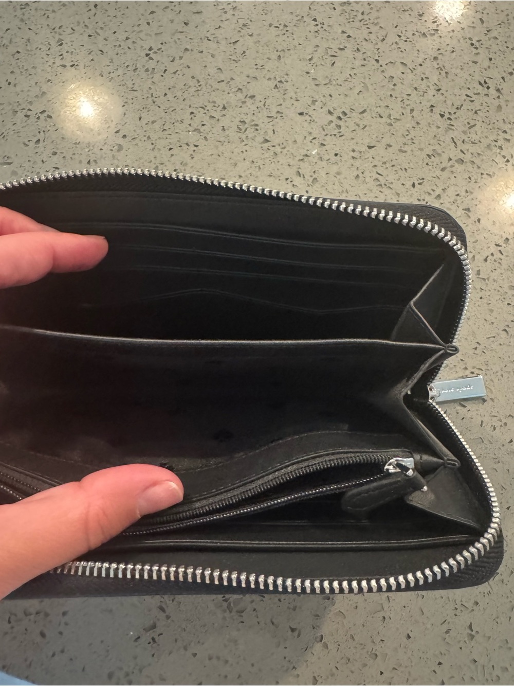 kate spade White and Gray Saffiano Zip Wallet - Picture 6 of 6
